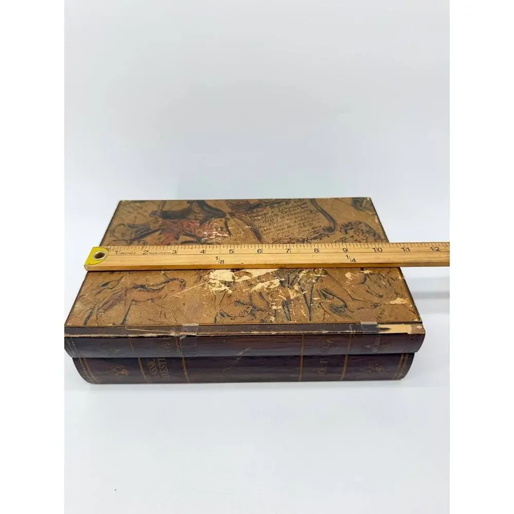 Vintage Japan Wooden Musical Jewelry Box Double Book Celestial Globe Working